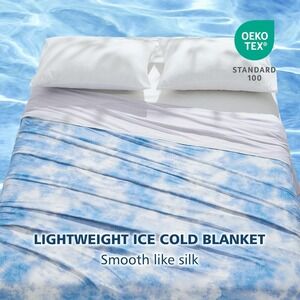 EMME Cooling Blanket 50x70 Q-Max 0.5 Ice Blanket Hot Sleepers Night Sweats Blue